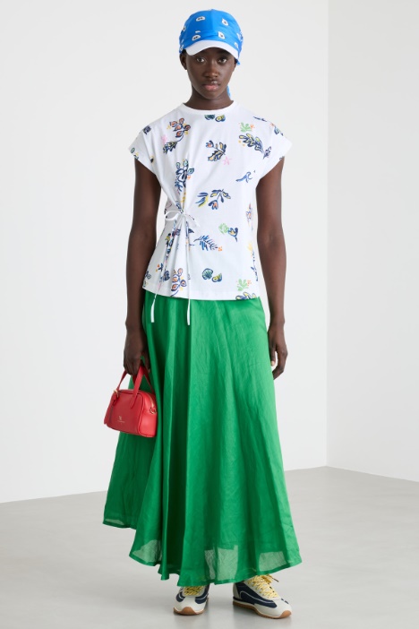 Long Ramie Canvas Skirt Intrend