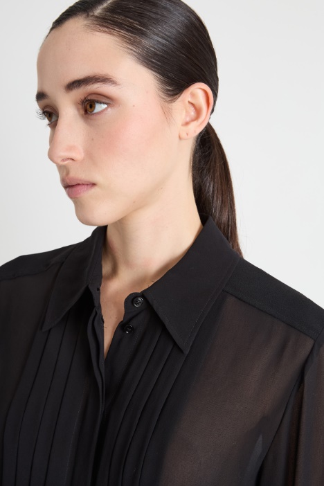 Blusa in georgette con pieghe