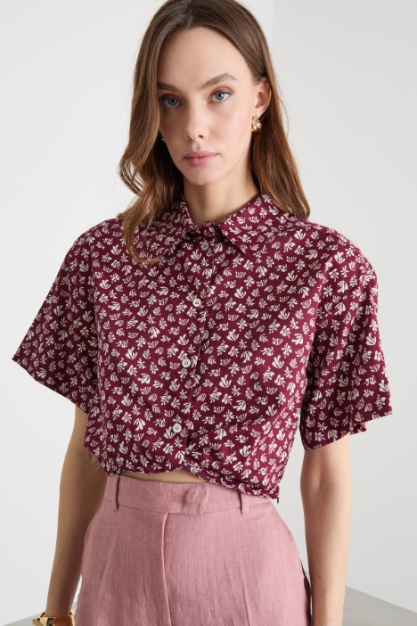 Camicia crop in raso