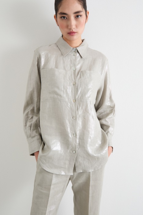 Foiled linen blouse Intrend