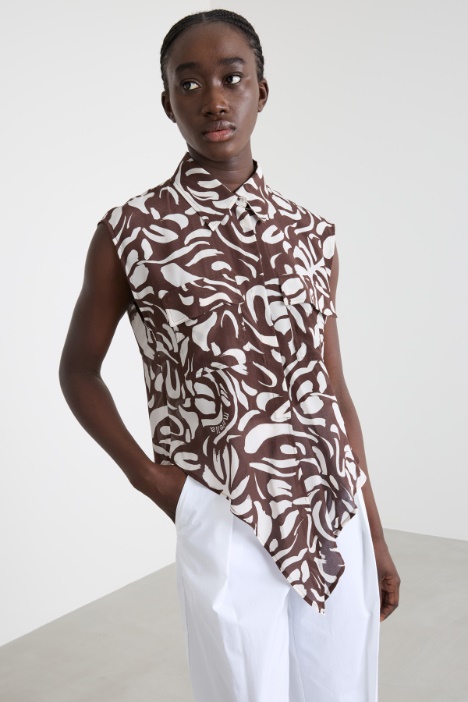 Camisa sin mangas de crepé