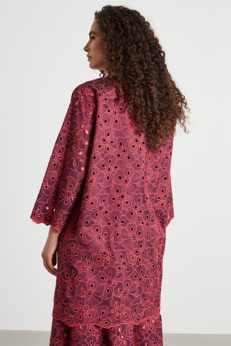 Spolverino in taffetà ricamato