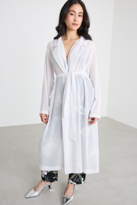 Belted georgette duster coat Intrend