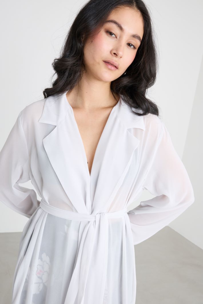 Belted georgette duster coat Intrend - 3