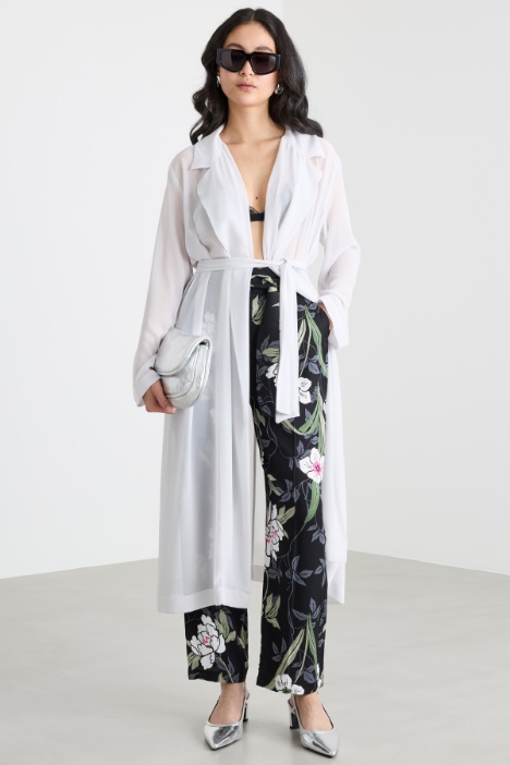 Belted georgette duster coat Intrend