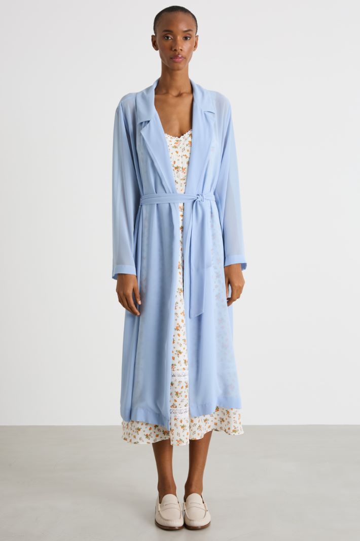 Belted georgette duster coat Intrend - 2