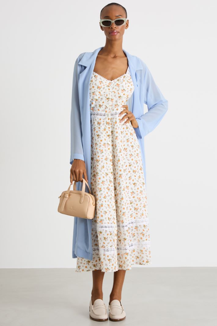 Belted georgette duster coat Intrend