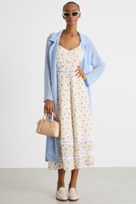 Belted georgette duster coat Intrend