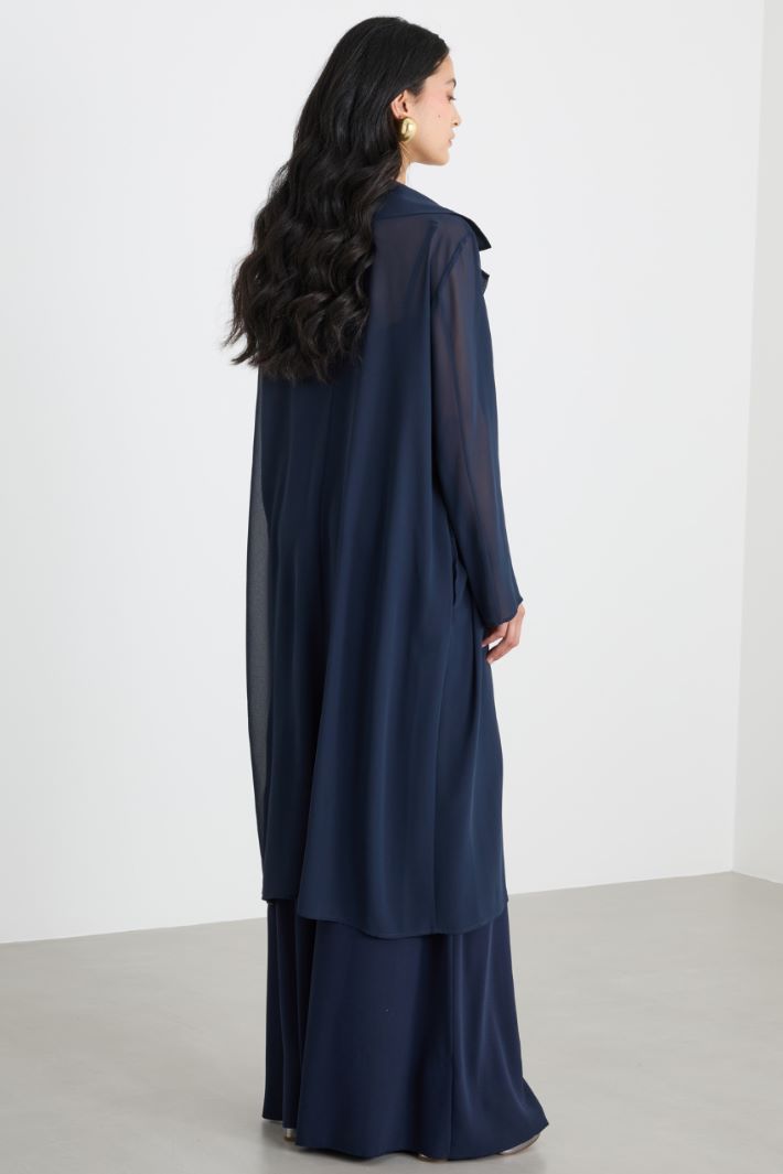 Belted georgette duster coat Intrend - 4