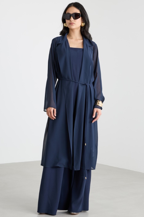 Belted georgette duster coat Intrend