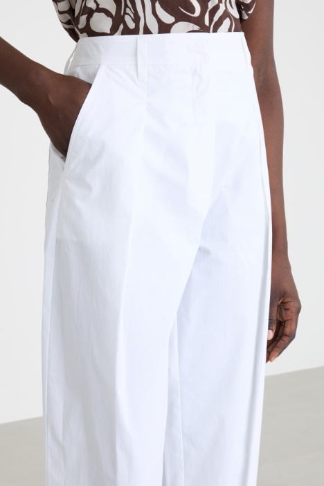Pantalone barrel in popeline