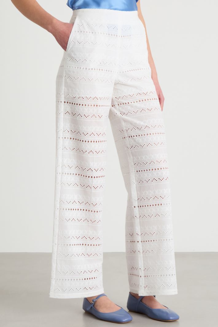 Straight-leg embroidered voile trousers Intrend - 2