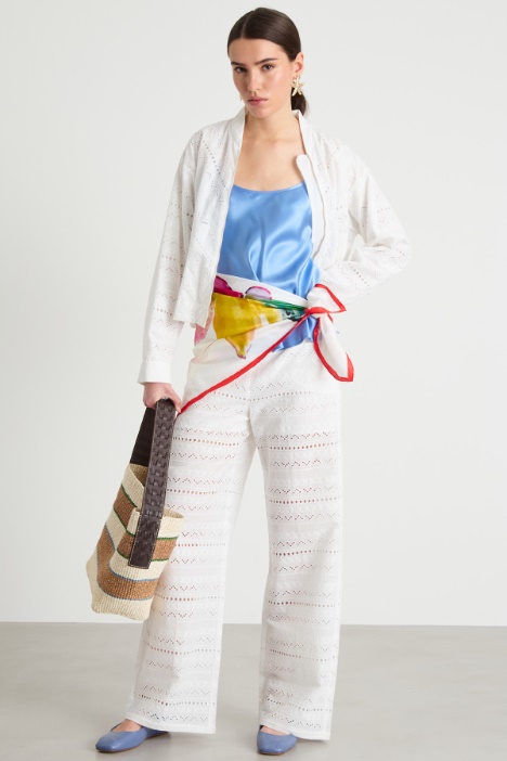 Straight-leg embroidered voile trousers Intrend