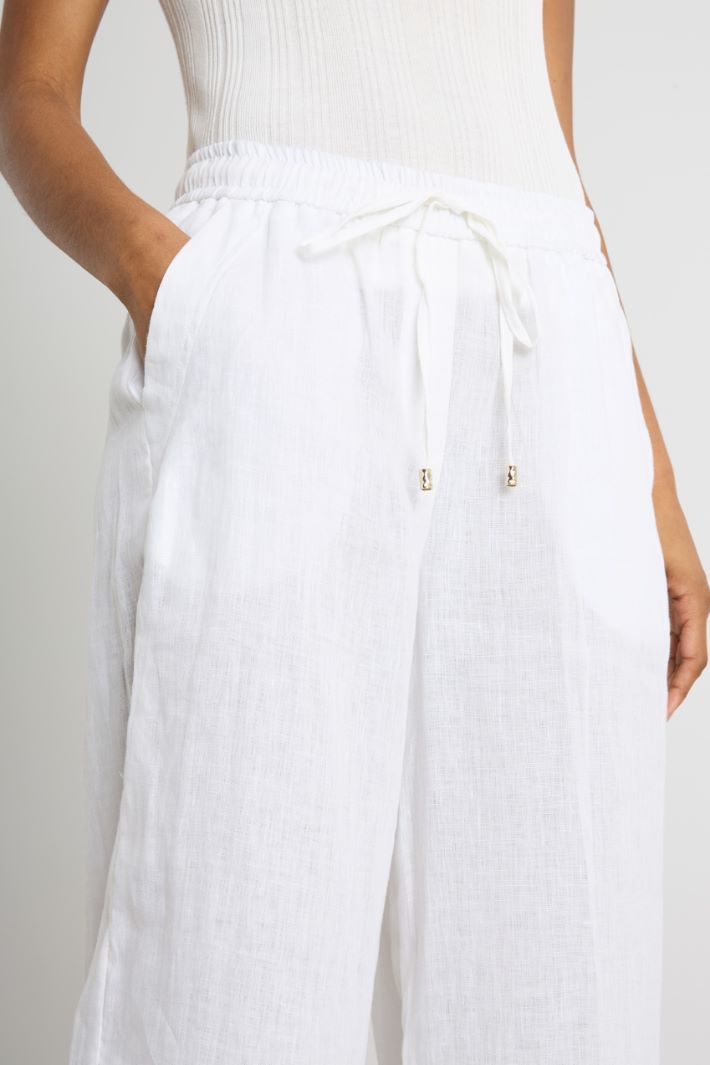 Linen drawstring trousers Intrend - 3