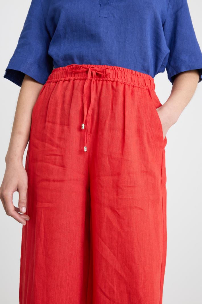 Linen drawstring trousers Intrend - 3