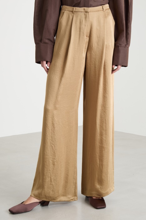 Pantalone palazzo in tessuto crinkle