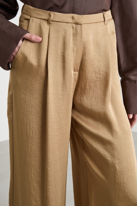 Pantalone palazzo in tessuto crinkle