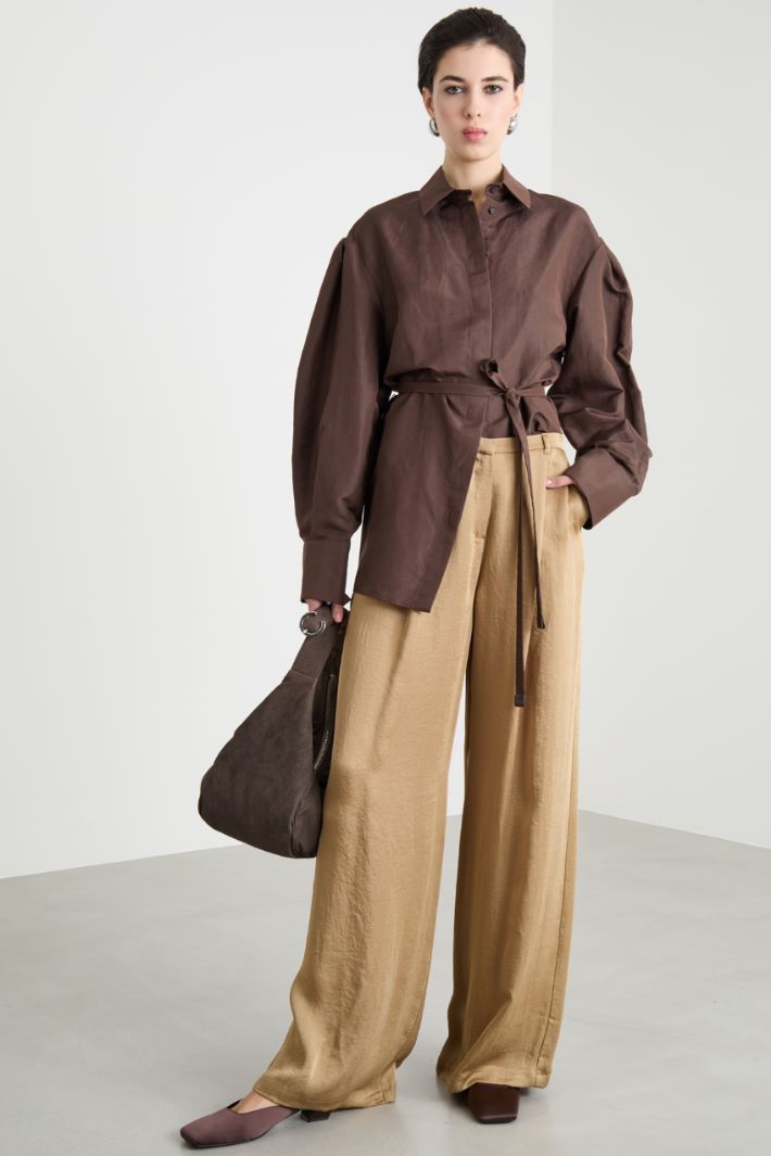 Palazzo trousers in crinkled twill Intrend