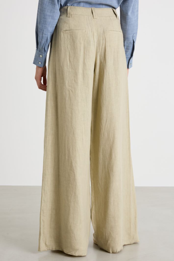 Linen canvas palazzo trousers Intrend - 4
