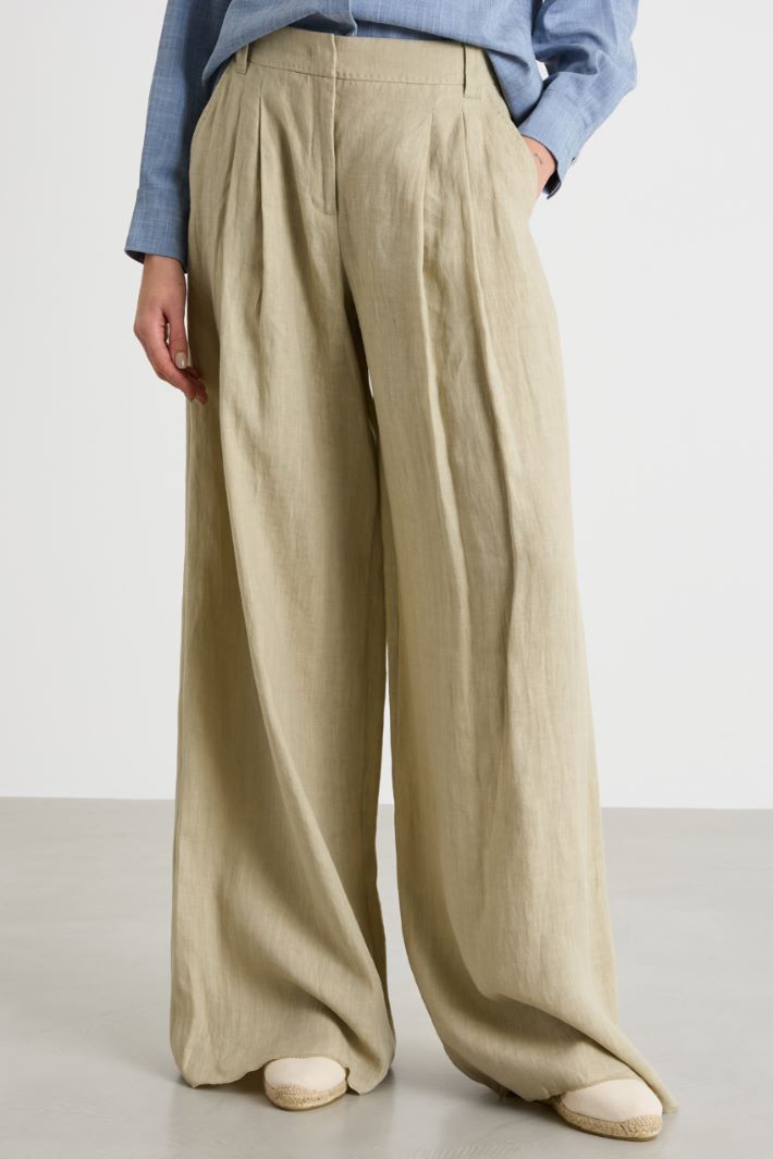 Linen canvas palazzo trousers Intrend - 2