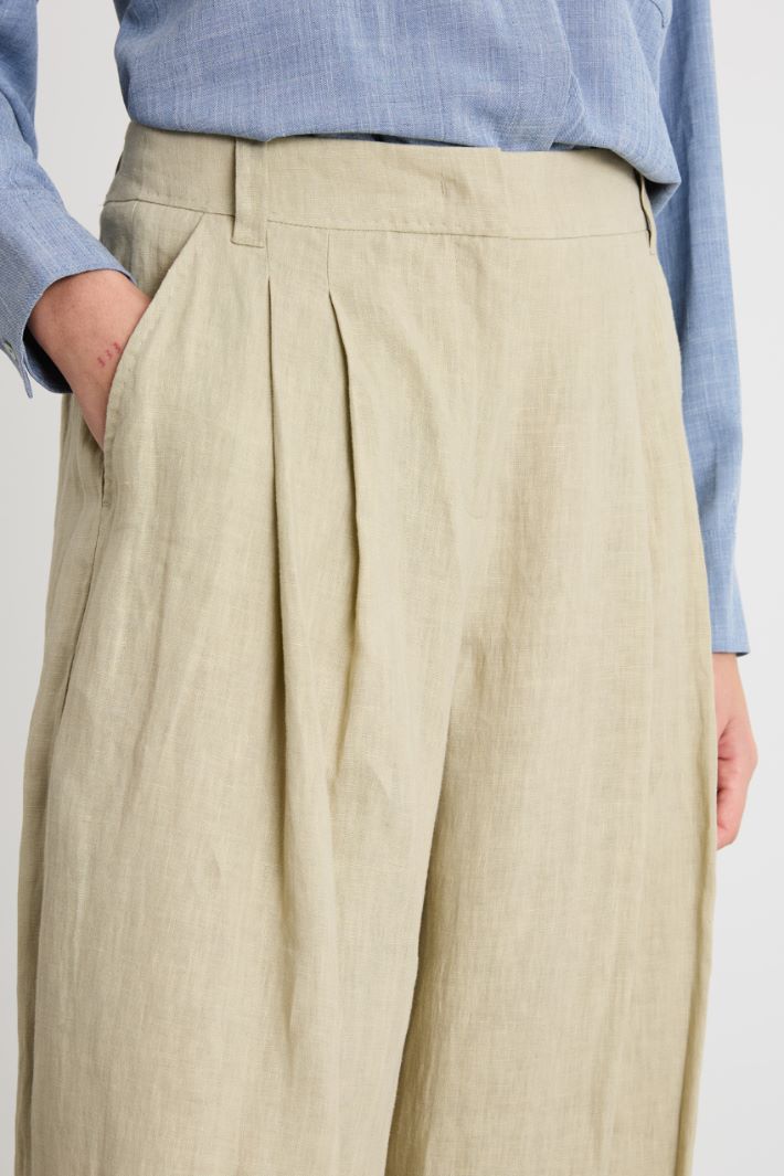 Linen canvas palazzo trousers Intrend - 3