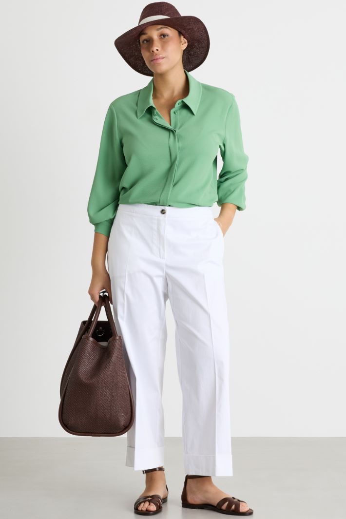 Cropped stretch-satin trousers Intrend