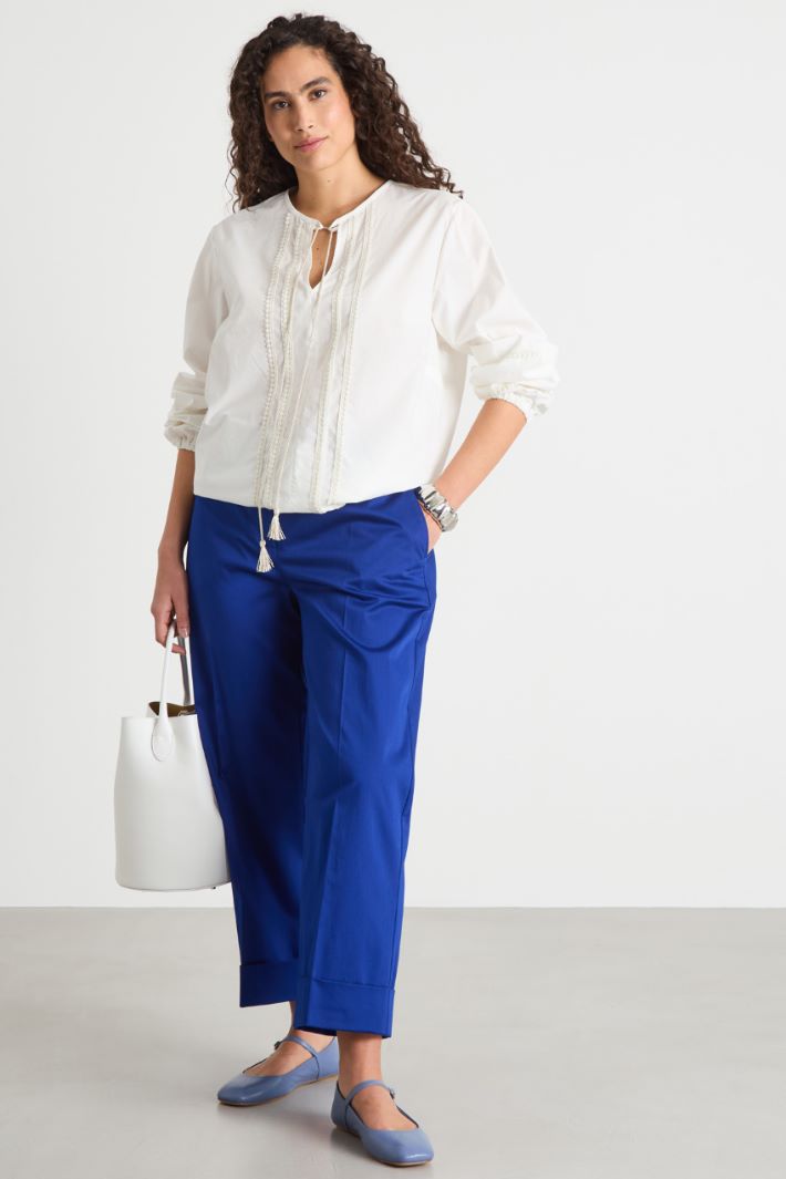 Cropped stretch-satin trousers Intrend
