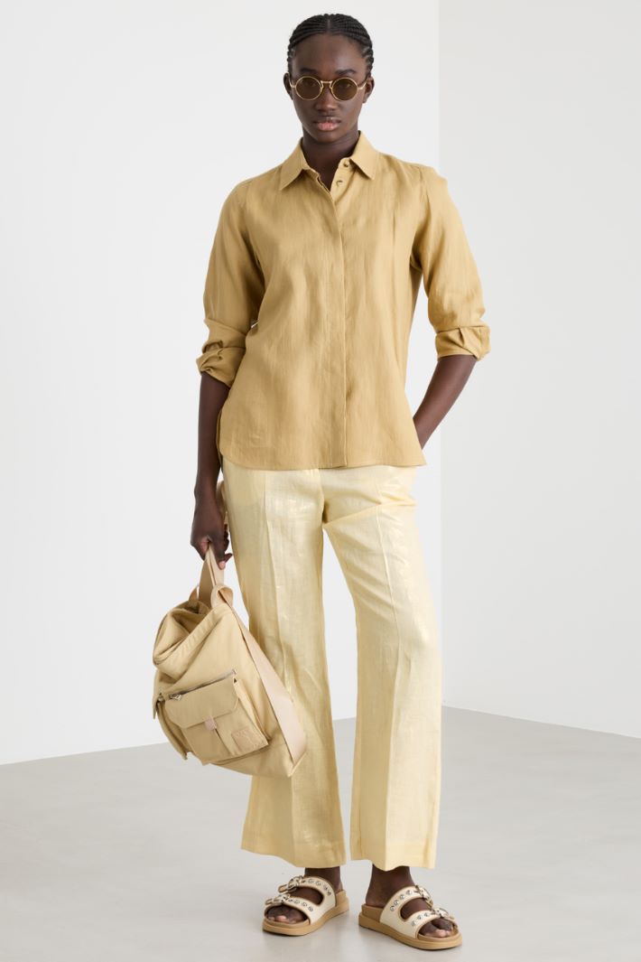 Laminated linen trousers Intrend