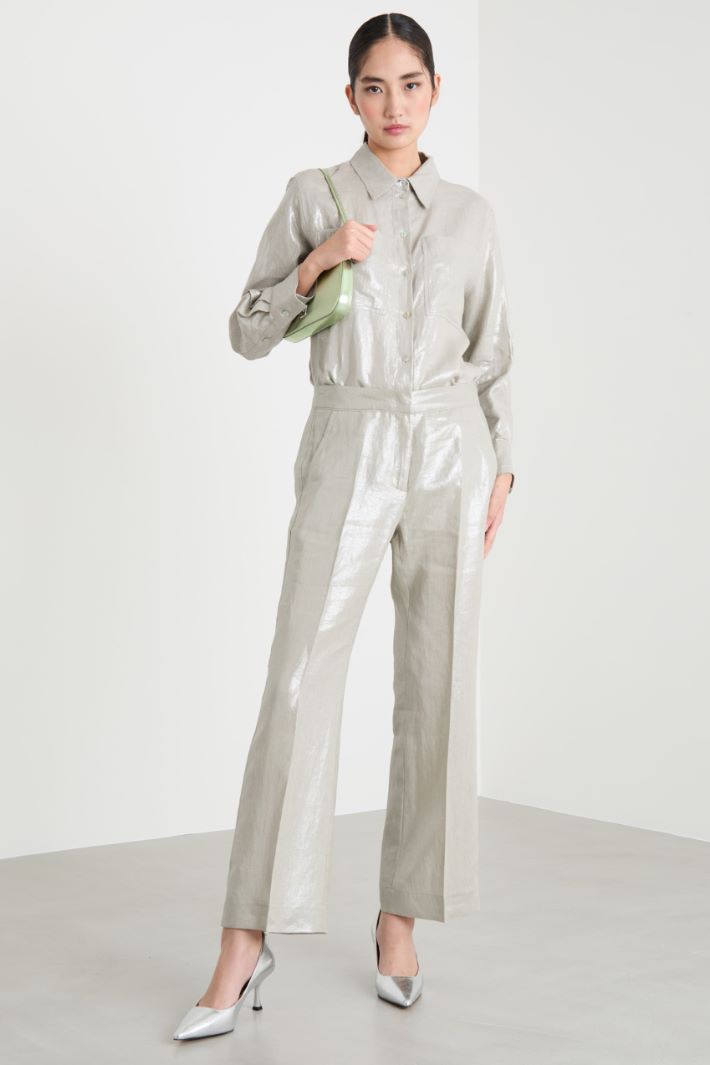 Laminated linen trousers Intrend