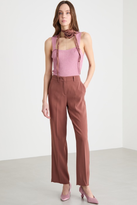 Floral-appliqué trousers Intrend