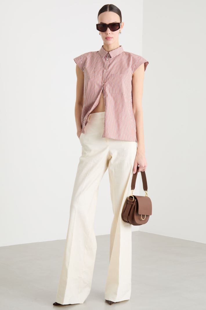 Straight trousers in stretch basketweave Intrend