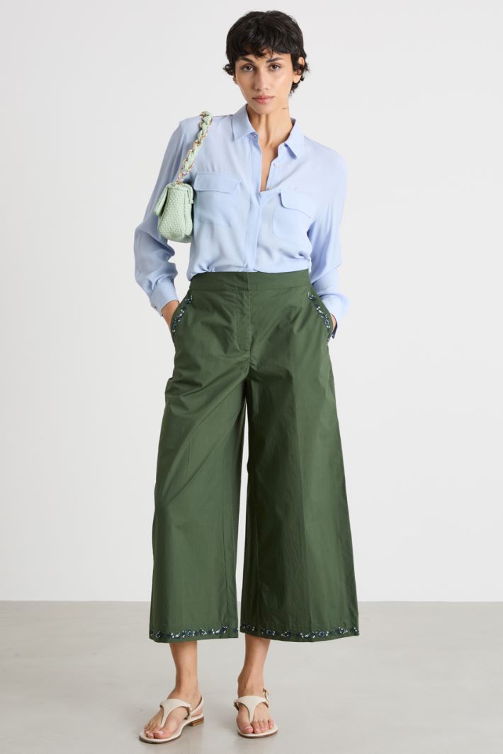 Embroidered wide-leg trousers Intrend