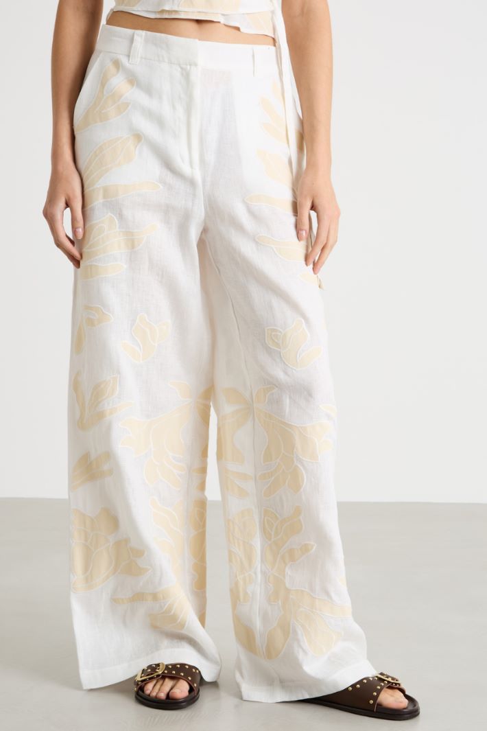 Embroidered Linen Trousers Intrend - 2
