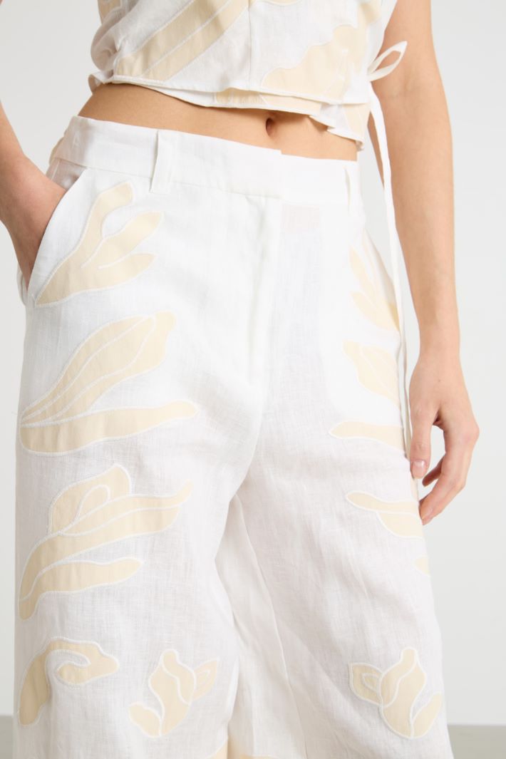 Embroidered Linen Trousers Intrend - 3