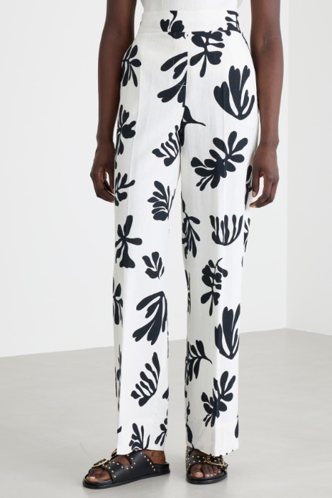 Pantalone wide leg in stuoia