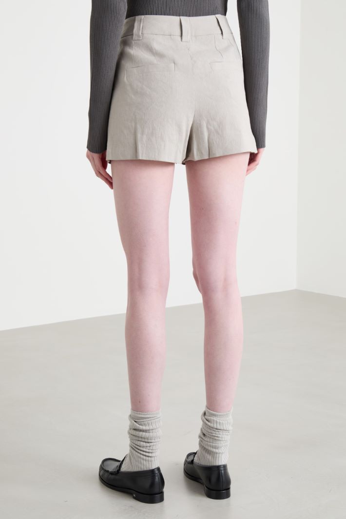 Linen-blend canvas shorts Intrend - 4