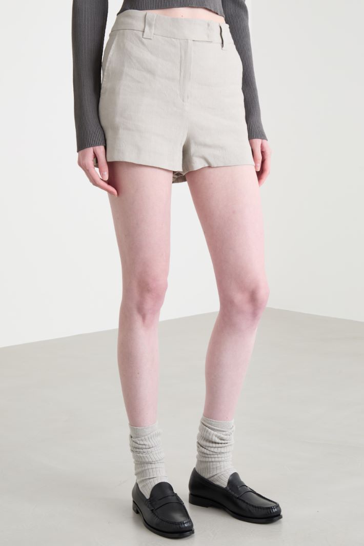 Linen-blend canvas shorts Intrend - 2