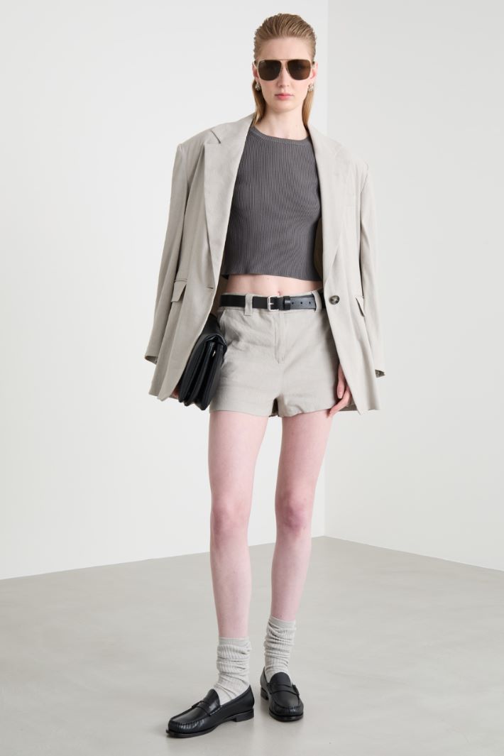 Linen-blend canvas shorts Intrend