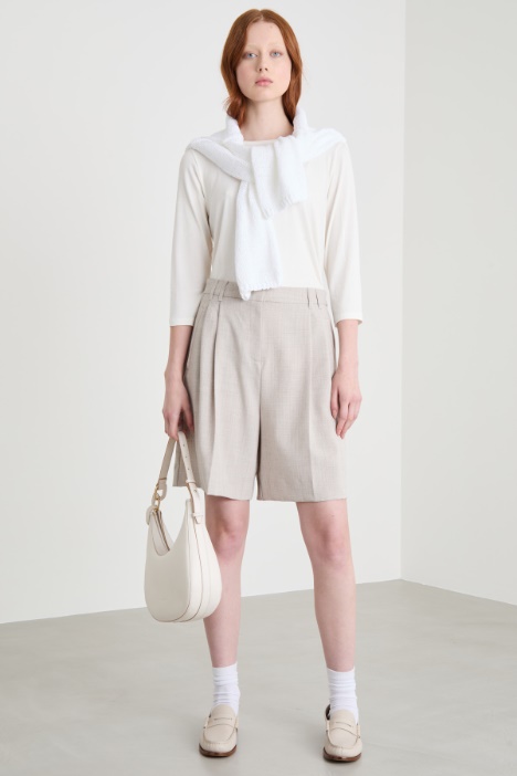 Stretch basketweave Bermuda shorts Intrend