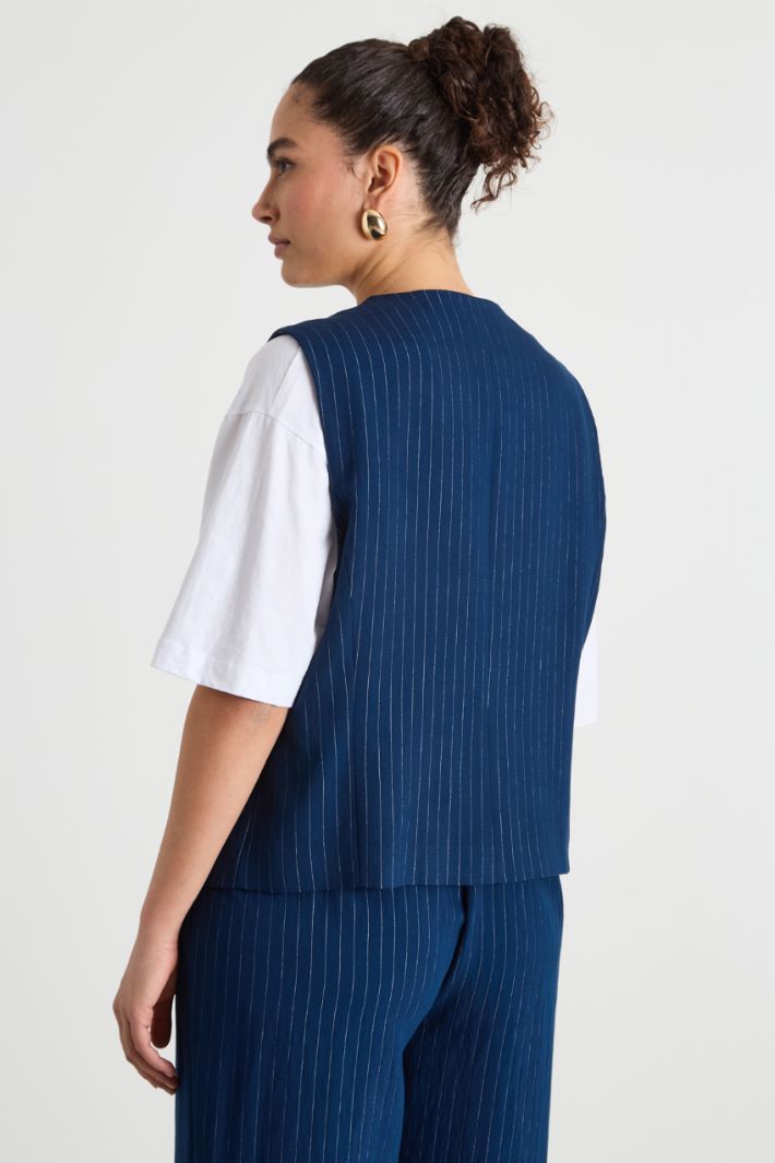 Gilet monopetto in tessuto gessato Intrend - 4