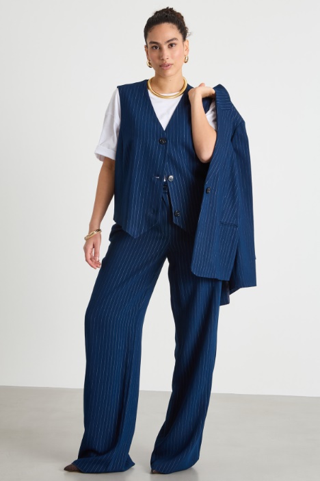 Gilet monopetto in tessuto gessato Intrend