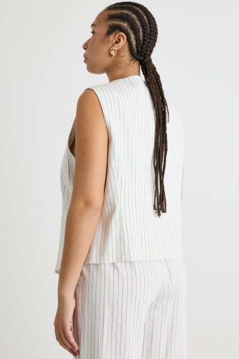 Gilet monopetto in tessuto gessato