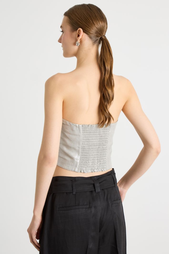 Foiled linen bustier top Intrend - 4
