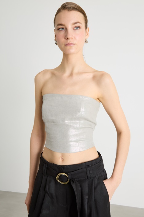 Foiled linen bustier top Intrend