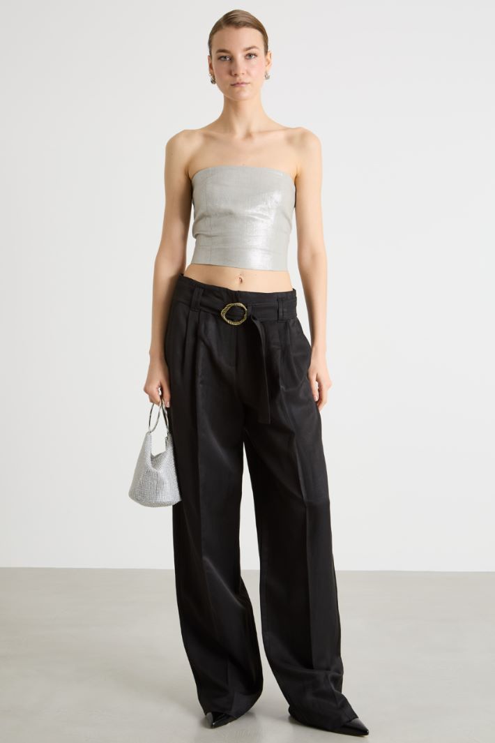 Foiled linen bustier top Intrend