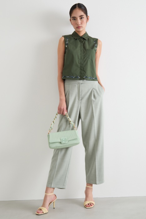 Embroidered poplin top Intrend