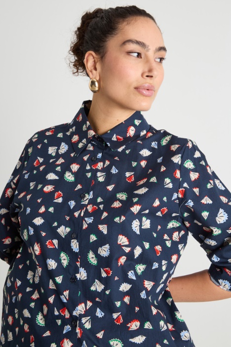 Casacca ampia in popeline stampato