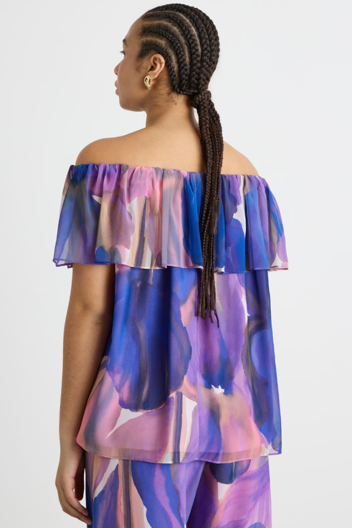 Blusa in georgette con balza Intrend - 4