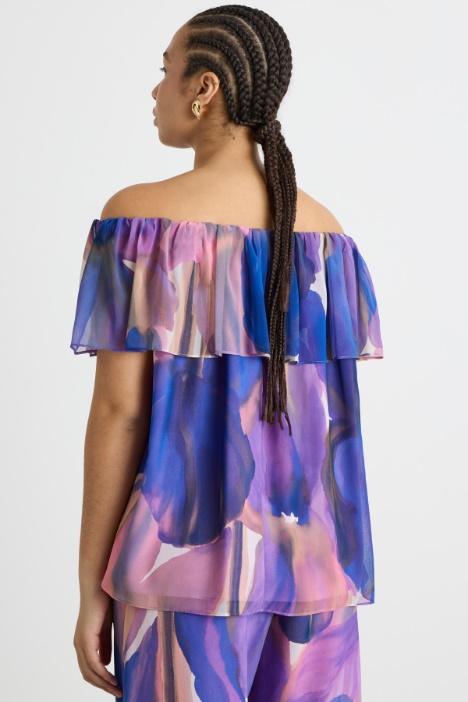 Blusa in georgette con balza