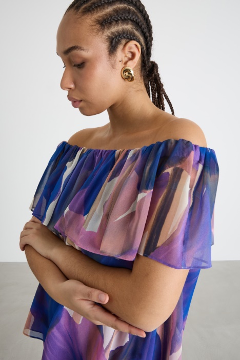 Blusa in georgette con balza